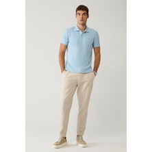 AVVA Erkek Bej Beli Bağcıklı Keten Karışımlı Chino Relaxed Fit Pantolon B003036