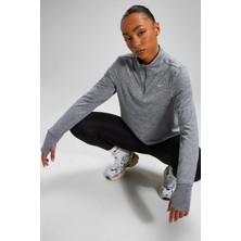 Nike Dri-Fit Runnig Element Half Zip Long Kadın Gri Çeyrek Fermuar Antreman Üstü