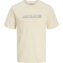 Jack&jones Dynamic Branding Crew Neck Erkek Bej Yuvarlak Yaka Tişört