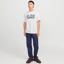 Jack & Jones  Bryan Corp Logo O Neck Erkek Beyaz Yuvarlak Yaka Tişört