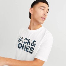 Jack & Jones  Bryan Corp Logo O Neck Erkek Beyaz Yuvarlak Yaka Tişört