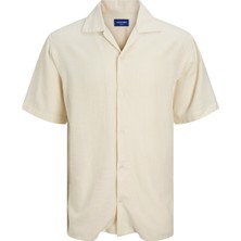 Jack&jones Cabana Varenna Slub Erkek Ekru Klasik Yaka Gömlek