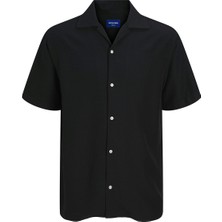 Jack&jones Cabana Varenna Slub Erkek Siyah Klasik Yaka Gömlek