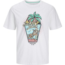 Jack&jones Lijah Crew Neck Erkek Beyaz Yuvarlak Yaka Tişört