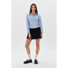 Shopping Shop Asimetrik Kesim Uzun Kol Gömlek MAVI