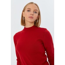 Shopping Shop Yarım Balıkçı Yaka Kazak Vişne