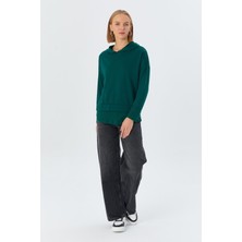 Kapüşonlu Sweatshirt Zumrut Yesıl