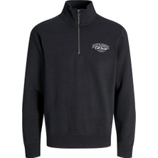 Jack&jones Makoto Half Zip Erkek Siyah Dik Yaka Sweatshirt