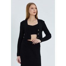Shopping Shop Üçlü Triko Etek Takım Sıyah