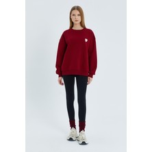 Kalp Nakışlı Sweatshirt Bordo