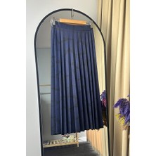 Çizgi Desen Piliseli Etek 1345 - Lacivert