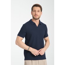 Frappoli Venedik Erkek Açık Bej Esnek Waffle Comfort Fit  Pamuk Kıvrılmaz Polo Yaka Tişört