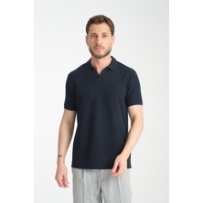 Frappoli Venedik Erkek Açık Bej Esnek Waffle Comfort Fit  Pamuk Kıvrılmaz Polo Yaka Tişört