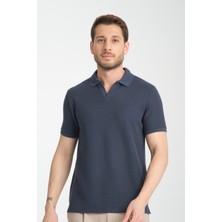 Frappoli Venedik Erkek Açık Bej Esnek Waffle Comfort Fit  Pamuk Kıvrılmaz Polo Yaka Tişört