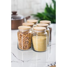 Depa 6’Lı Set Bambu Kapaklı Cam Kavanoz & Erzak Saklama Kabı 800 Ml Orta  Boy ( Vakum Kapak )