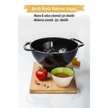 Mustran Akrilik Siyah Makarna Süzgeçi & Sebze Meyve Süzgeçi