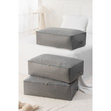 Rek Home 3 Adet Balıksırtı Desenli Mega Boy Baza Altı Yastık Yorgan Kazak Hurcu 74 x 46 x 22