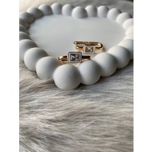 Deniz Erkul Jewelry Xuping Elips Dikdörtgen Taşlı Küpe