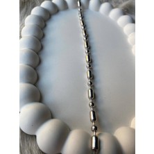 Deniz Erkul Jewelry Çelik Silver Dolgulu Sıra Uzun Oval ve Yuvarlak Topçuk Tasarım Bileklik