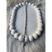 Deniz Erkul Jewelry Çelik Silver Dolgulu Sıra Uzun Oval ve Yuvarlak Topçuk Tasarım Bileklik