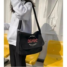 Gossip Team  Rock Serisi Ac/dc Baskılı Unisex Siyah Postacı Çantası