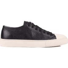 Shoetyle - Siyah Hakiki Deri Bağcıklı Erkek Sneaker 666-25