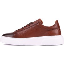 Shoetyle - Kahverengi Hakiki Deri Bağcıklı Erkek Sneaker 800-2501