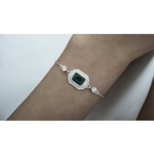Bluevell 925 Ayar Gümüş Yeşil Taşlı Bileklik