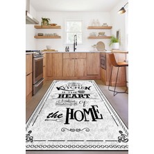 Napoli Home Baskılı Kıtchen Yazı Desenli Yıkanabilir Kaymaz Yolluk Salon Mutfak Halısı, Mutfak-52-Beyaz,