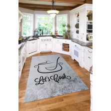 Napoli Home Dijital Baskılı Tencere Motifli Yıkanabilir Kaymaz Yolluk Salon Mutfak Halısı, Mutfak-81-Gri,