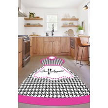 Napoli Home Baskılı Mutfak Önlük Modelli Yıkanabilir Kaymaz Yolluk Salon Mutfak Halısı, Mutfak-55-Pembe,