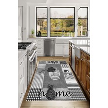 Napoli Home Dijital Baskılı Mutfak Temalı Yıkanabilir Kaymaz Yolluk Salon Mutfak Halısı, Mutfak-87-Gri,