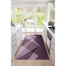 Napoli Home Dijital Baskılı Sade Dekoratif Yıkanabilir Kaymaz Yolluk Salon Mutfak Halısı, Mutfak-97-Lila,
