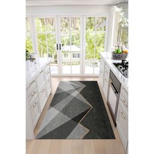 Napoli Home Dijital Baskılı Sade Dekoratif Yıkanabilir Kaymaz Yolluk Salon Mutfak Halısı, Mutfak-97-Gri,