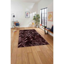 Napoli Home Baskılı Patchwork Çizgili Yıkanabilir Kaymaz Yolluk Mutfak Salon Halısı, Patchwork-29-Bordo,