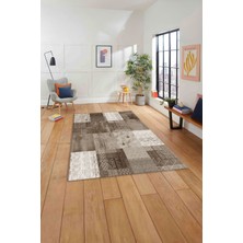 Napoli Home Baskılı Patchwork Dekoratif Yıkanabilir Kaymaz Yolluk Mutfak Salon Halısı, Patchwork-36-Kahve,
