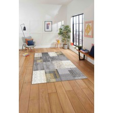 Napoli Home Baskılı Patchwork Dekoratif Yıkanabilir Kaymaz Yolluk Mutfak Salon Halısı, Patchwork-36-Sari,