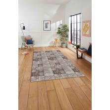 Napoli Home Baskılı Patchwork Klasik Desen Yıkanabilir Kaymaz Yolluk Mutfak Salon Halısı, Patchwork-27-Vizon,