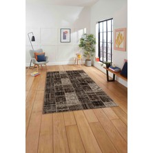 Napoli Home Baskılı Patchwork Sade Modern Yıkanabilir Kaymaz Yolluk Mutfak Salon Halısı, Patchwork-21-Kahve,