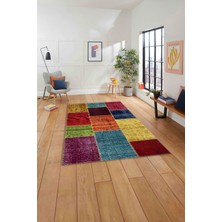 Napoli Home Baskılı Patchwork Etnik Görünüm Yıkanabilir Kaymaz Yolluk Mutfak Salon Halısı, Patchwork-39-Renkli,