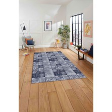 Napoli Home Baskılı Patchwork Klasik Desen Yıkanabilir Kaymaz Yolluk Mutfak Salon Halısı, Patchwork-27-Lacivert,