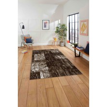 Napoli Home Baskılı Patchwork Sade Modern Yıkanabilir Kaymaz Yolluk Mutfak Salon Halısı, Patchwork-30-Kahve,