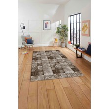 Napoli Home Baskılı Patchwork Klasik Desen Yıkanabilir Kaymaz Yolluk Mutfak Salon Halısı, Patchwork-27-Kahve,