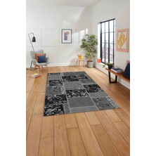 Napoli Home Baskılı Patchwork Çiçek Motifli Yıkanabilir Kaymaz Yolluk Mutfak Salon Halısı, Patchwork-40-Gri,