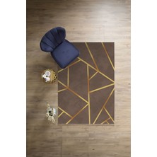 Napoli Home Dijital Baskılı Sade Çizgili Modern Yıkanabilir Kaymaz Yolluk Mutfak Salon Halısı, Sade-90-Vizon,