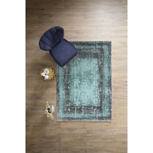 Napoli Home Dijital Baskılı Sade Çerçeveli Desen Yıkanabilir Kaymaz Yolluk Mutfak Salon Halısı, Sade-62-Mavi,