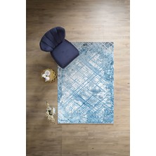 Napoli Home Dijital Baskılı Sade Çizgi Desenli Yıkanabilir Kaymaz Yolluk Mutfak Salon Halısı, Sade-65-Mavi,