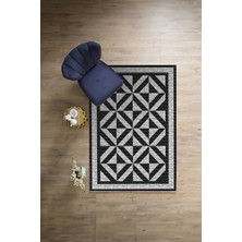 Napoli Home Dijital Baskılı Sade Üçgen Detaylı Yıkanabilir Kaymaz Yolluk Mutfak Salon Halısı, Sade-55-Siyah,