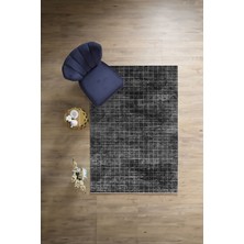 Napoli Home Dijital Baskılı Sade Kare Motifli Yıkanabilir Kaymaz Yolluk Mutfak Salon Halısı, Sade-72-Antrasit,