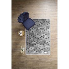 Napoli Home Dijital Baskılı Sade Küp Motifli Yıkanabilir Kaymaz Yolluk Mutfak Salon Halısı, Sade-57-Gri,